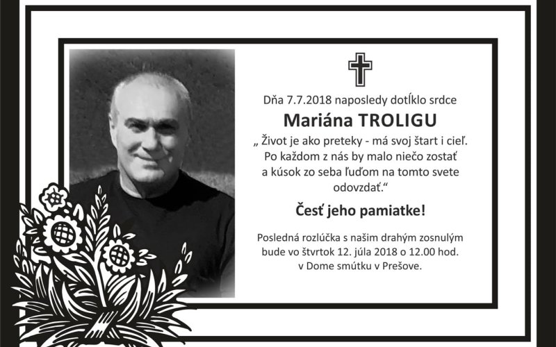 Opustil nás dlhoročný akcionár a člen predstavenstva Marián Troliga