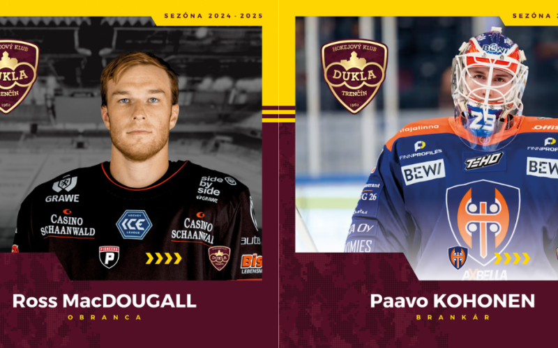 K tímu sa pripája obranca Ross MacDougall a brankár Paavo Kohonen